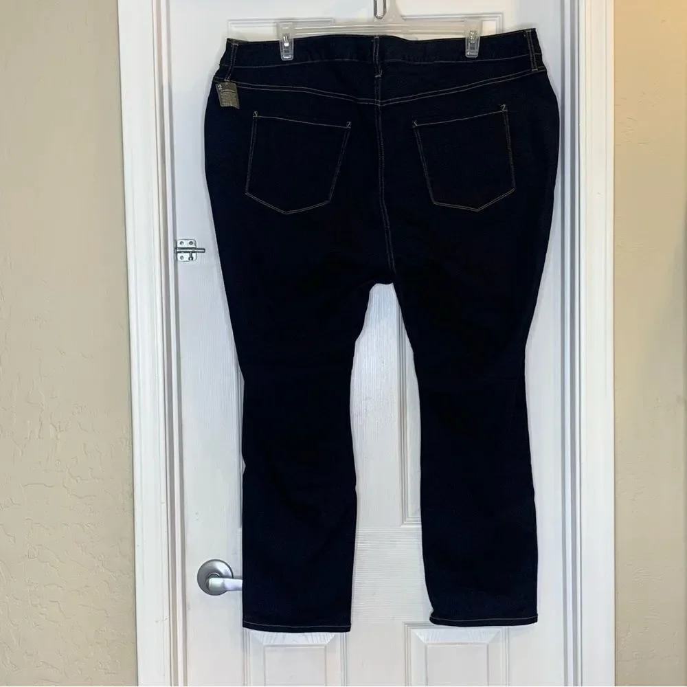 ANA Mid-Rise Curvy Skinny Jeans Dark Denim Rinse Color Size 24W
